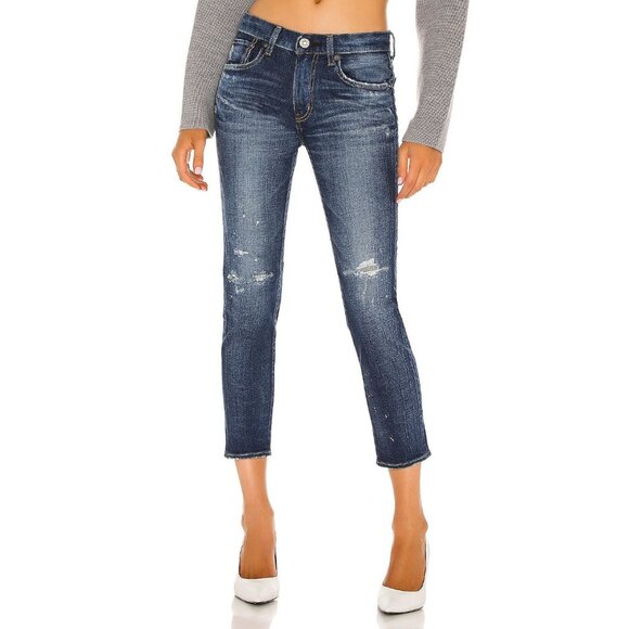 MOUSSY Vintage Lancaster Skinny Jeans in Dark Blue Denim - Picture 2 of 7
